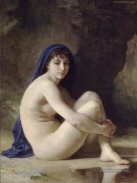 Baigneuse accroupie William Adolphe Bouguereau Nu Peinture à l'huile